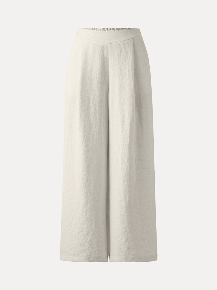 OGLmove Linen-Like Mid Rise Wide Leg Pant with Pockets Petite Off White