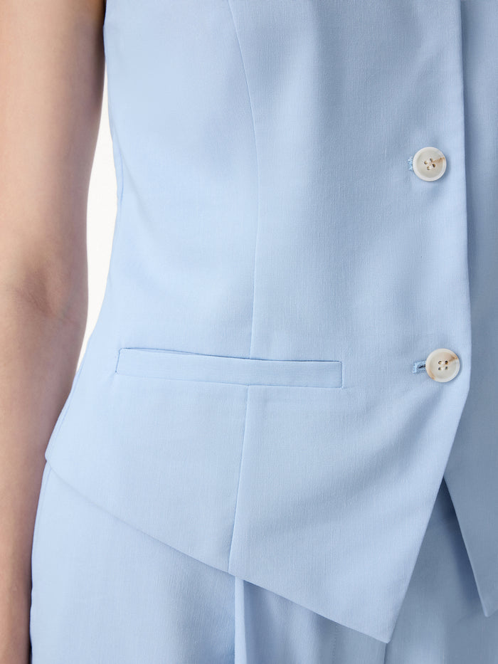 OGLmove Linen Summer Waistcoat with Pockets