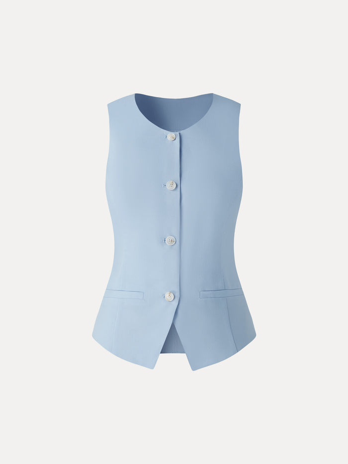 OGLmove Linen Summer Waistcoat with Pockets