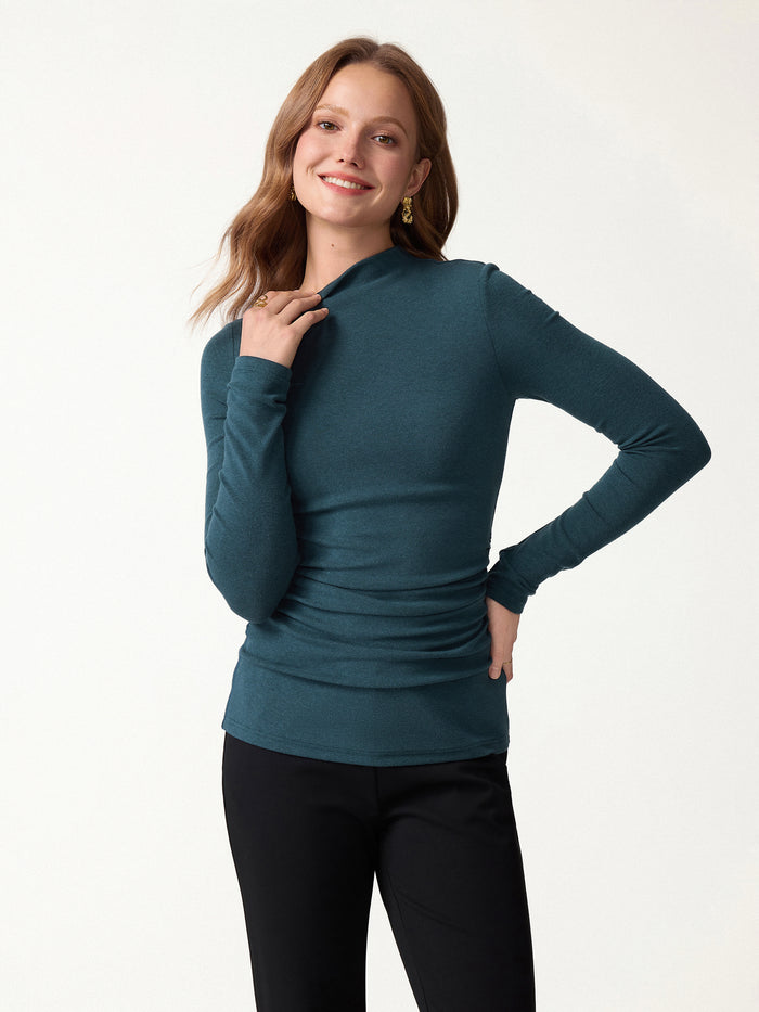 OGLmove LiteWarm Slanted Mockneck Ruched Brami