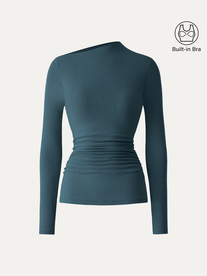 OGLmove LiteWarm Slanted Mockneck Ruched Brami