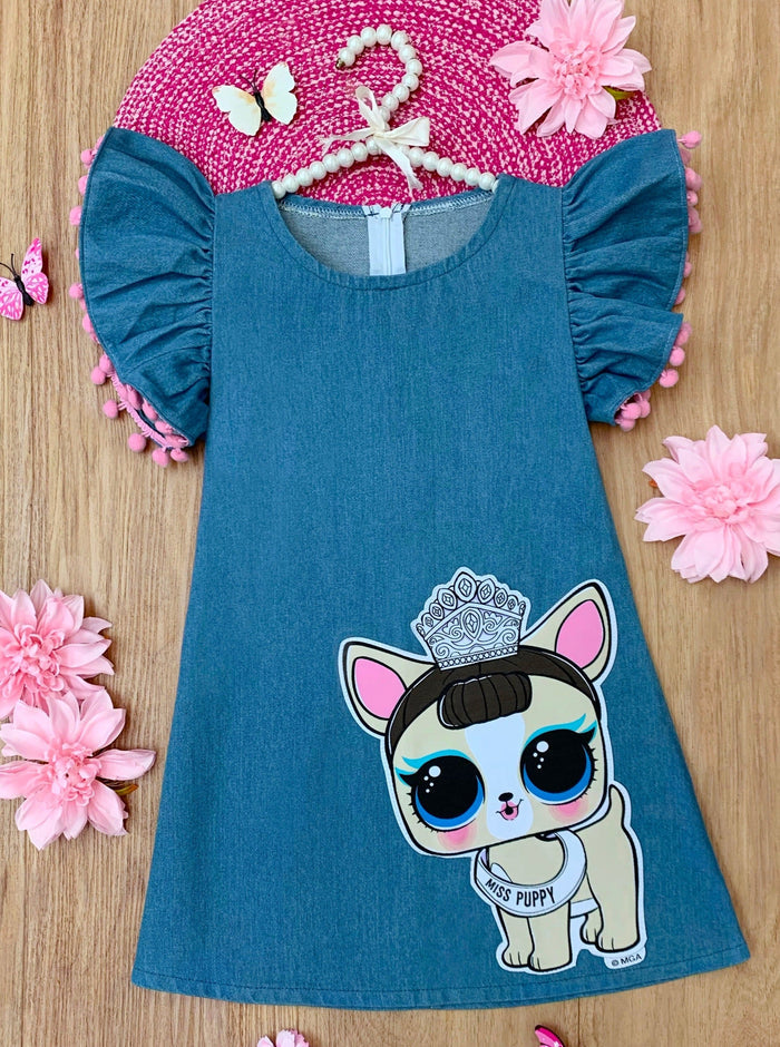 L.O.L. SURPRISE! x Mia Belle Girls Miss Puppy Denim Dress