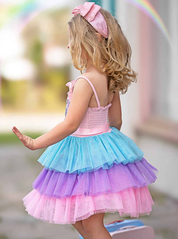 L.O.L. SURPRISE! x Mia Belle Girls Unicorn Tiered Pastel Dress