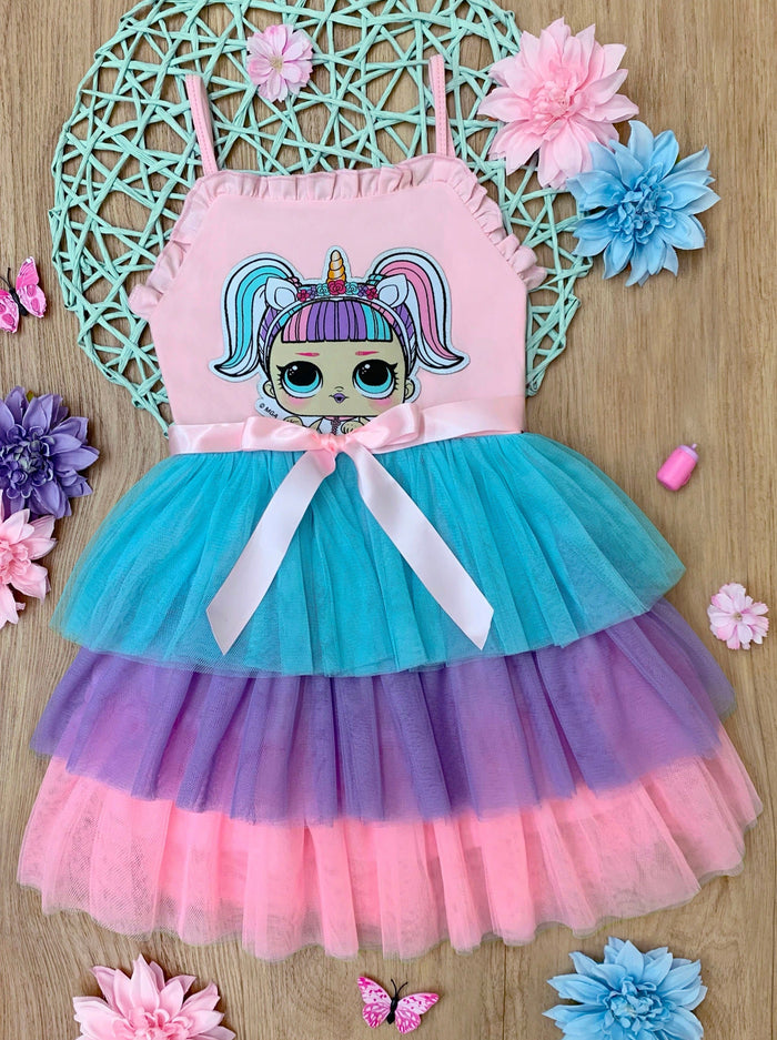 L.O.L. SURPRISE! x Mia Belle Girls Unicorn Tiered Pastel Dress