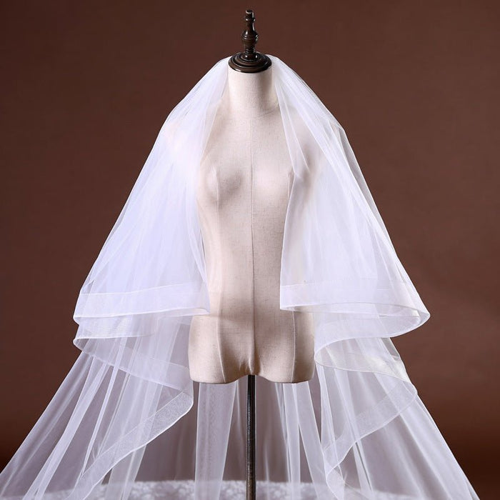 Long Head Veil with Lace-Flowers Attached - Rosymae