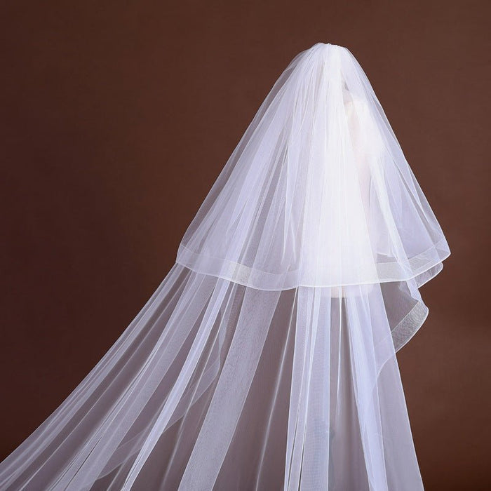 Long Head Veil with Lace-Flowers Attached - Rosymae