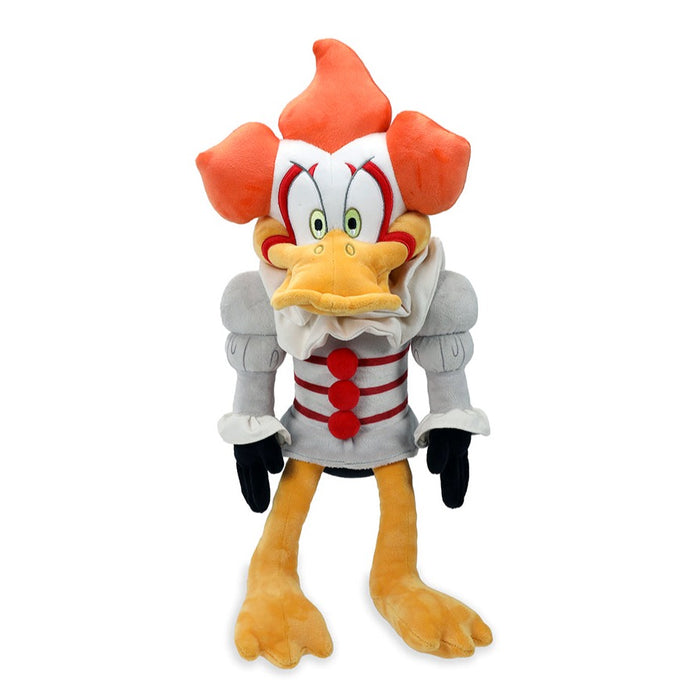 Looney Tunes Daffy Duck as Pennywise 13-inch plush toy, featuring Daffy's face with Pennywise clown costume and red balloon.