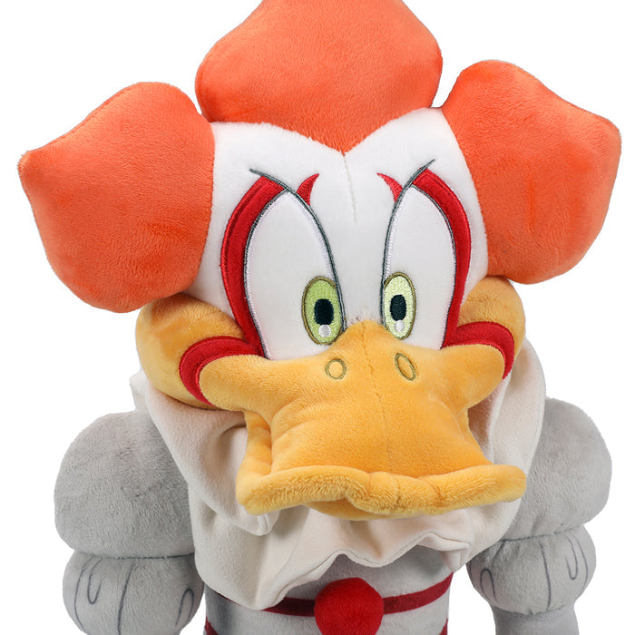 Looney Tunes Daffy Duck as Pennywise 13-inch plush toy featuring Daffy Duck's face with Pennywise clown costume details.