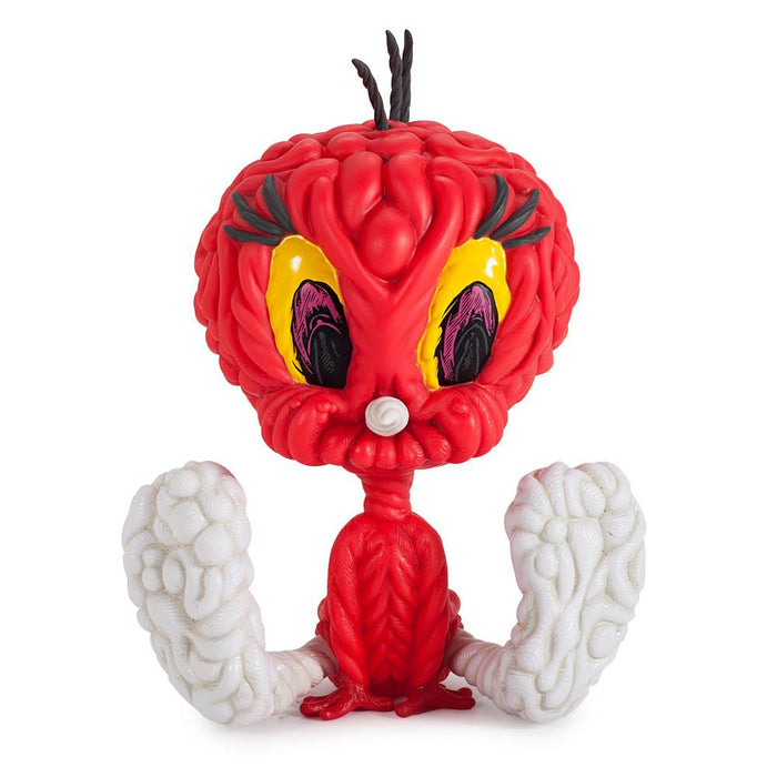 Looney Tunes Tweety Bird 8-inch art figure by Mark Dean Veca, featuring vibrant red vinyl and detailed cartoon character design.