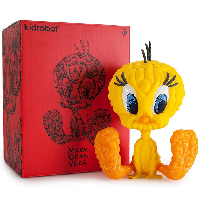 Looney Tunes Tweety Bird 8-inch art figure by Mark Dean Veca, featuring red vinyl design and detailed cartoon character styling.