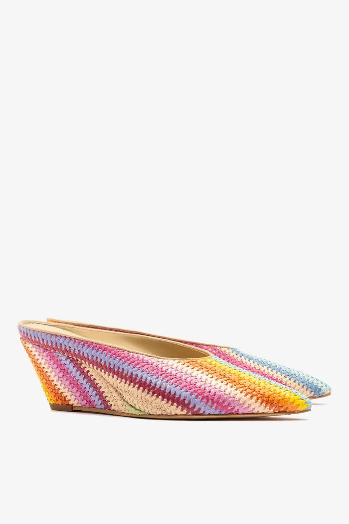 Loulou Mule Rainbow Raffia Mule Larroudé
