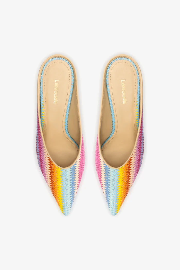 Loulou Mule Rainbow Raffia Mule Larroudé