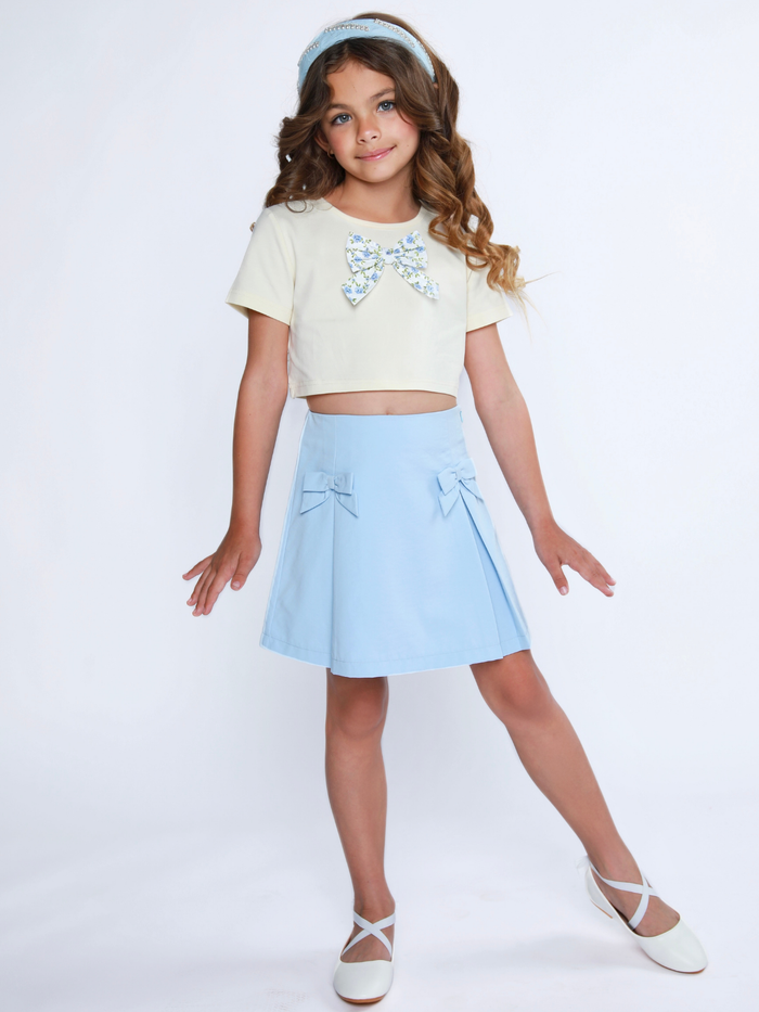 Lovely Bow Crop Top and Skirt Set Mia Belle Girls