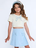 Lovely Bow Crop Top and Skirt Set Mia Belle Girls