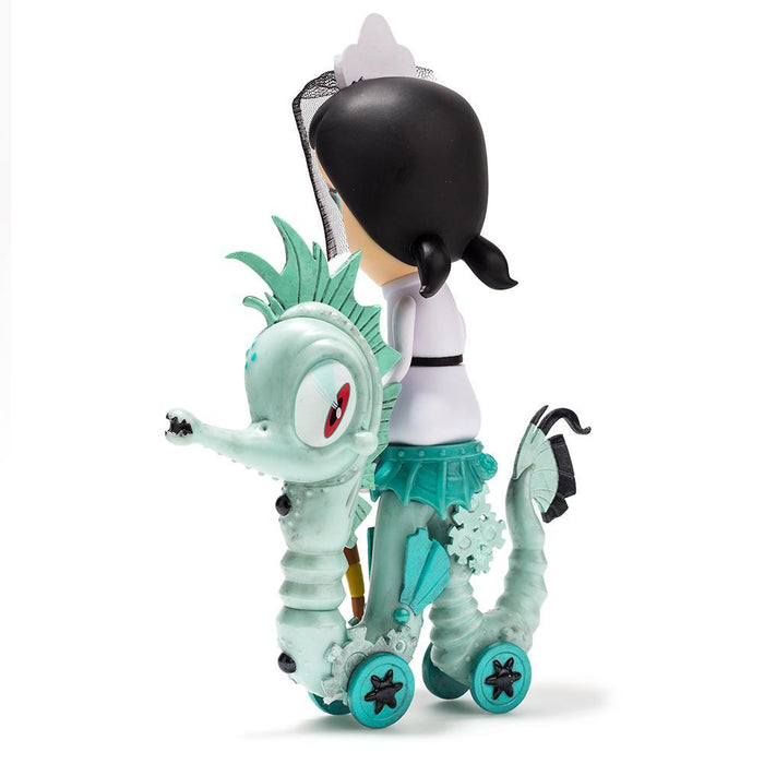 Lucy Curious Dark Harbor 7-inch art figure by Kathie Olivas, white edition, limited to 200 pieces, detailed collectible sculpture.