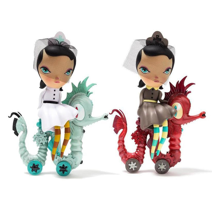 Lucy Curious Dark Harbor 7-inch art figure by Kathie Olivas, white limited edition of 200, featuring detailed character design.
