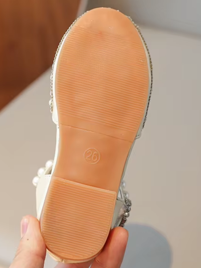 baby girl formal shoes pearl strap elegant flats