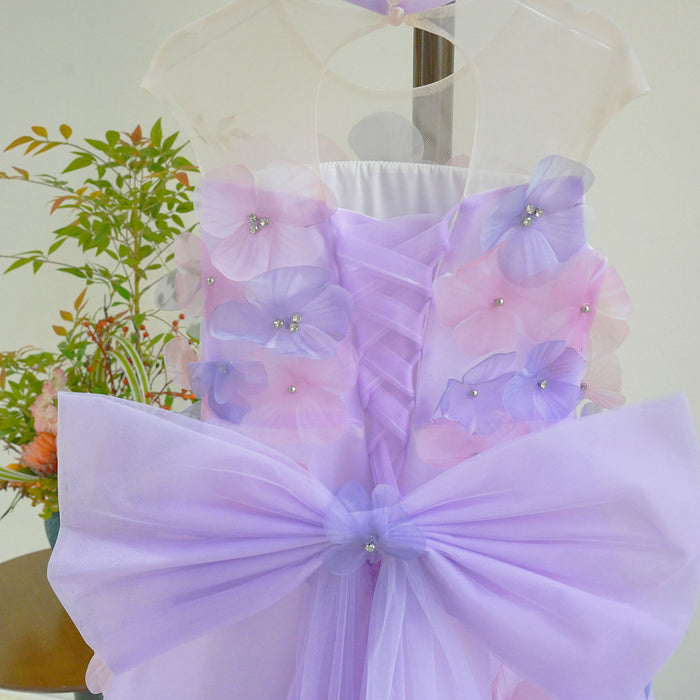 Luxury Lilac Princess Flower Girl Dress with Flower Appliques J620