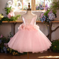 Luxury Pink Princess Flower Girl Dress with Puffy Tulle Skirt D275