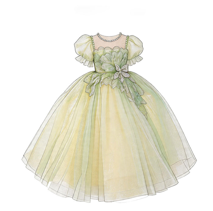 Luxury Sage Green Flower Girl Dress with Embroidery Princess Tulle Wedding Gown J219