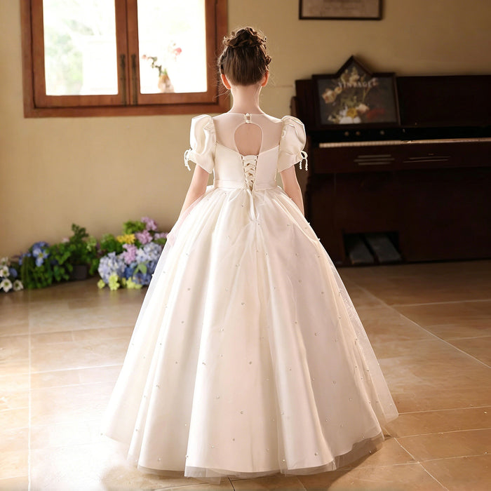 Luxury White Flower Girl Dress Princess Tulle Wedding Gown J231