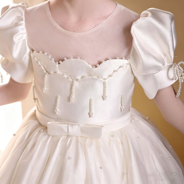 Luxury White Flower Girl Dress Princess Tulle Wedding Gown J231
