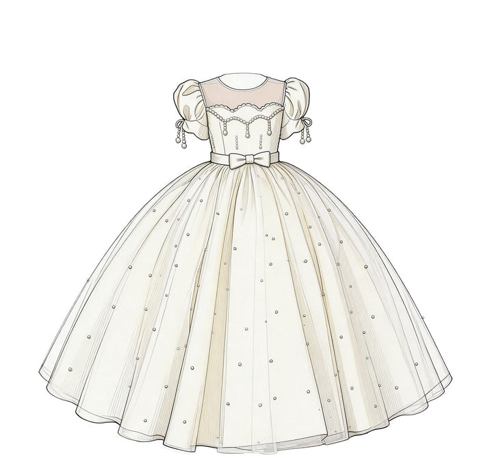 Luxury White Flower Girl Dress Princess Tulle Wedding Gown J231