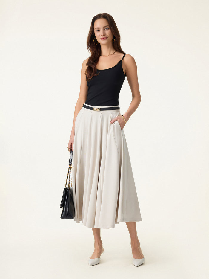 OGLmove 2Pcs Set Adjustable Spaghetti Bra Tank & Volume Skirt with Pockets