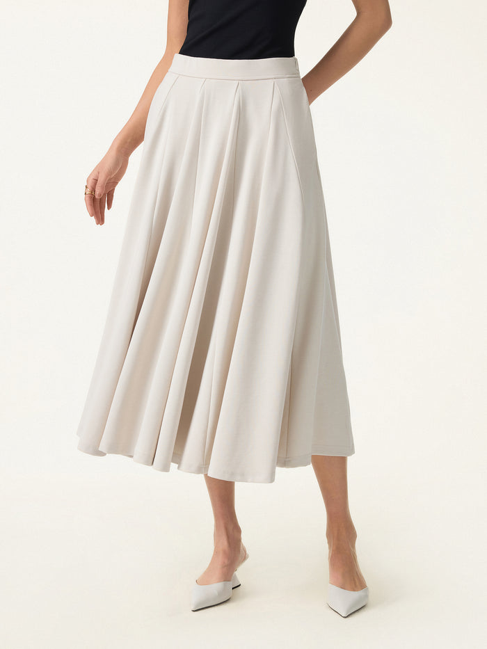 OGLmove 2Pcs Set Boatneck Top & Volume Skirt with Pockets