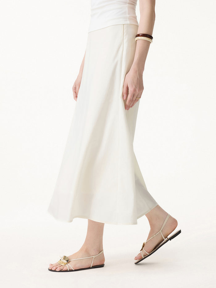OGLmove Lyocell-Linen Blend Maxi Flared Pull-On Skirt Regular Eggnog