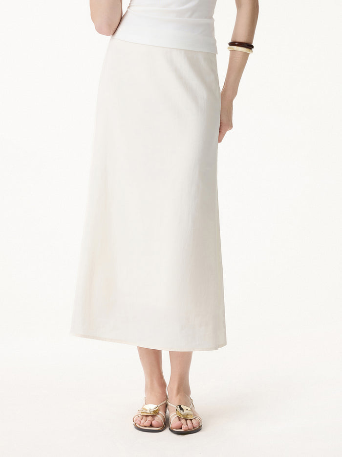 OGLmove Lyocell-Linen Blend Maxi Flared Pull-On Skirt