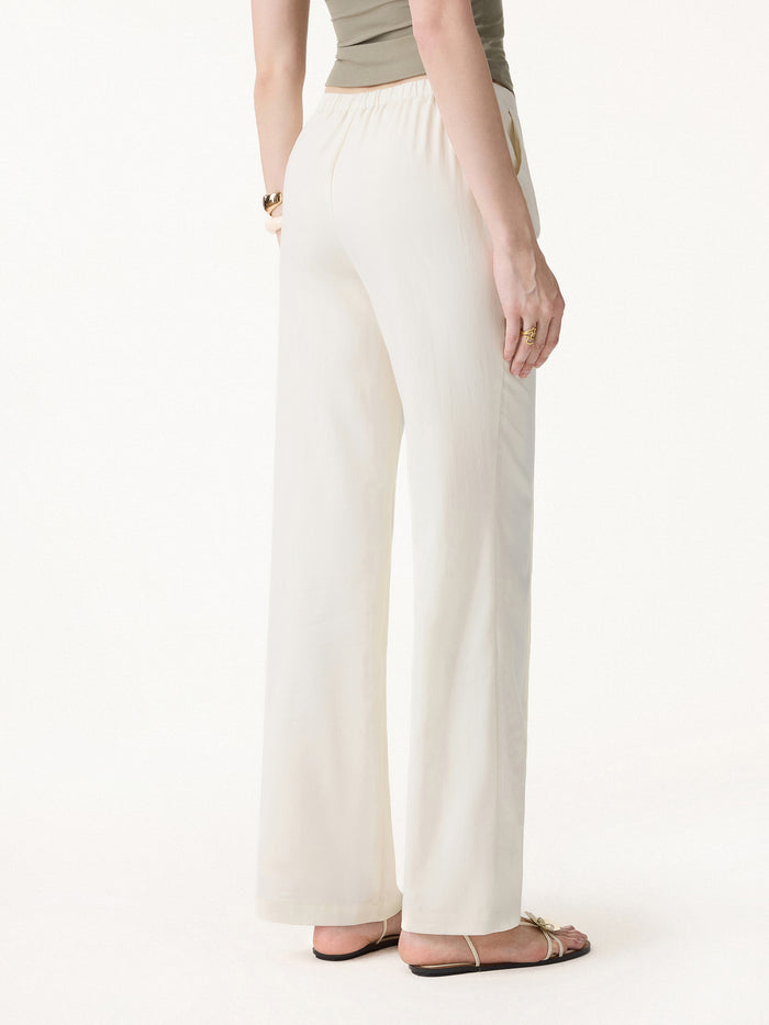 OGLmove 2Pcs Set Boatneck Waist-Defined Top & Pintuck Wide Leg Pant