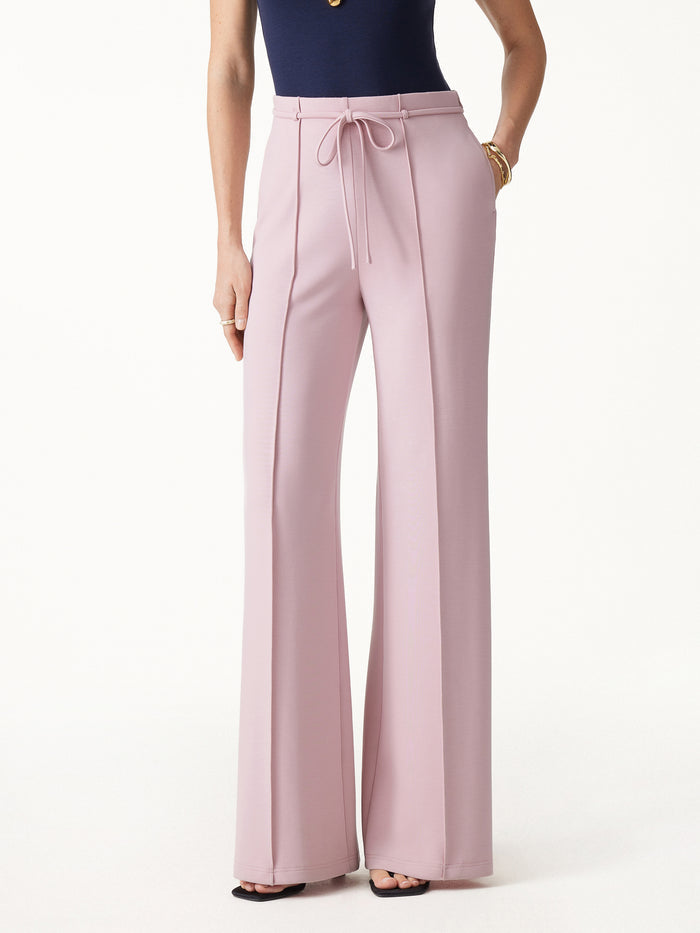 Lyocell Spacer Knit High-Rise Flare Pants with Pockets