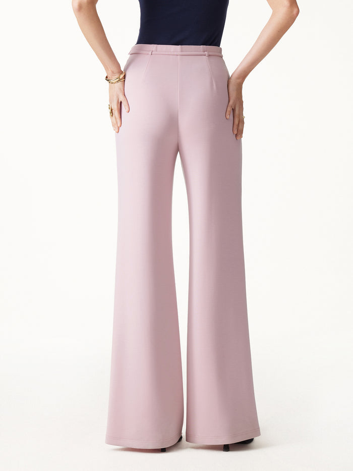 Lyocell Spacer Knit High-Rise Flare Pants with Pockets