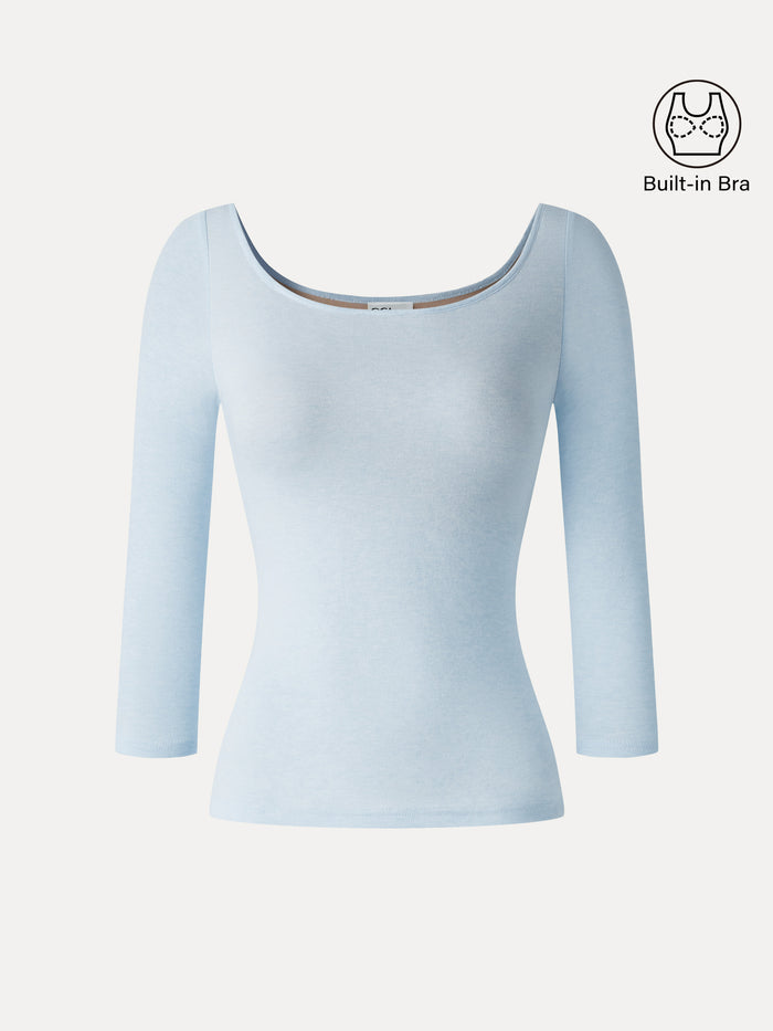 OGLmove Lyocell-Wool Knit Scoop Neck Open-Back Bra Top