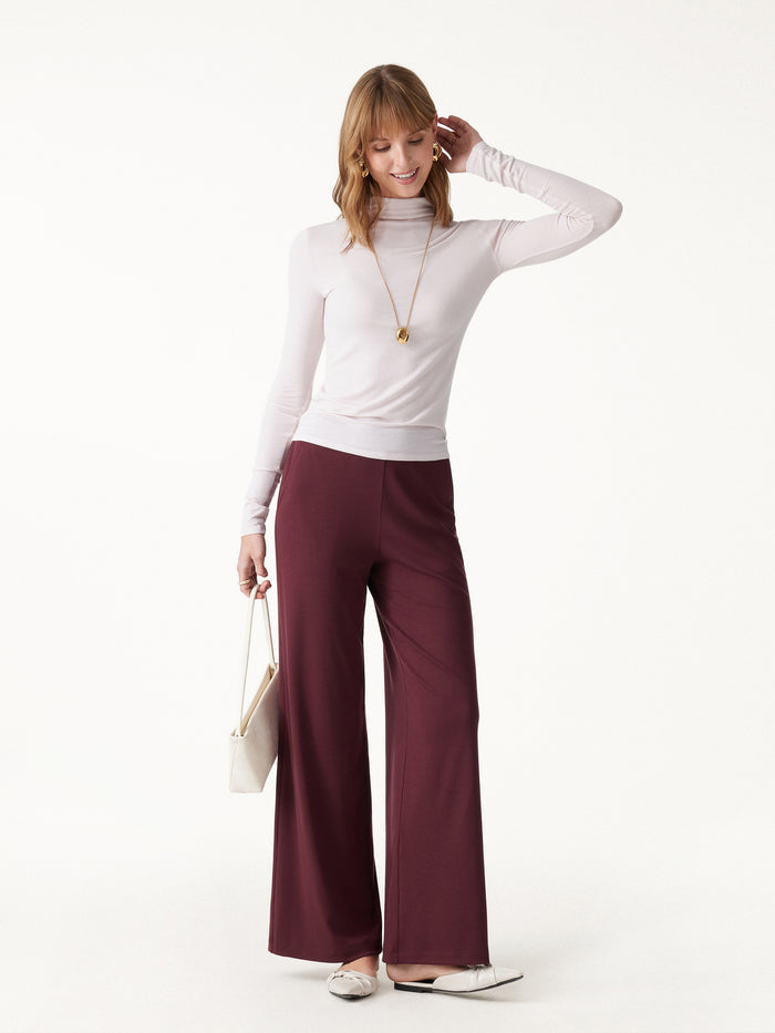 OGLmove Lyocell Wool Mid Rise Wide Leg Pull-on Pant with Pockets