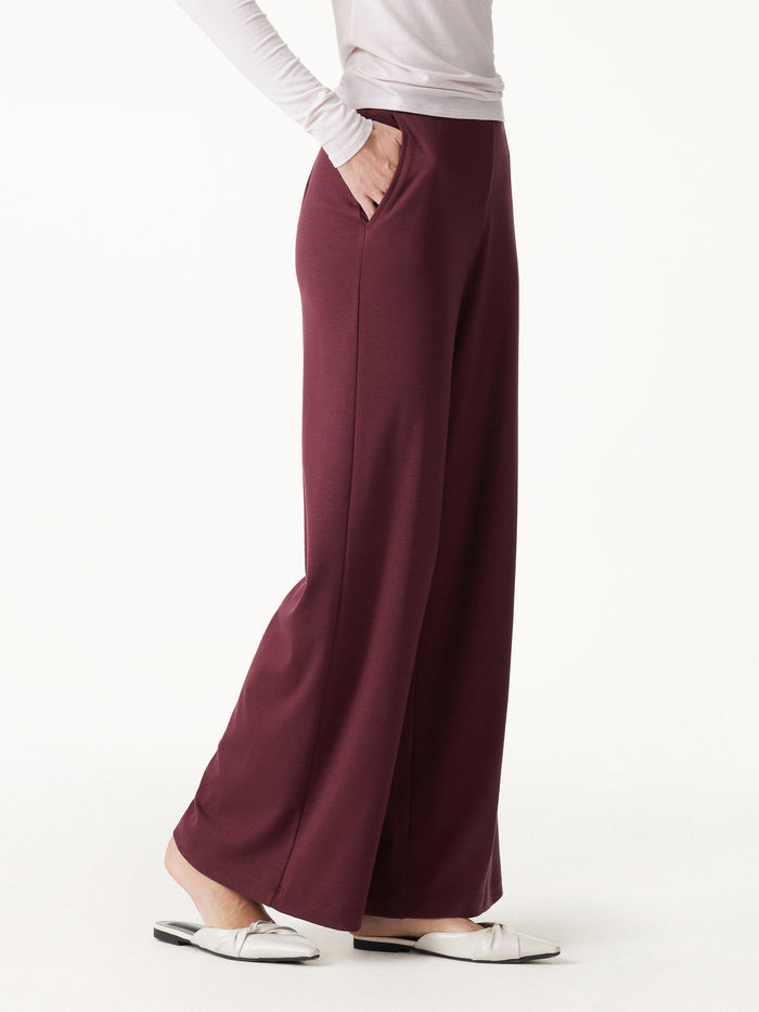 OGLmove Lyocell Wool Mid Rise Wide Leg Pull-on Pant with Pockets