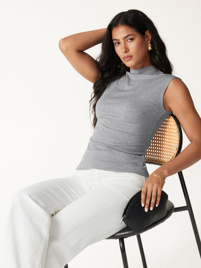 OGLmove Lyocell-Wool Mock Neck Sleeveless Top