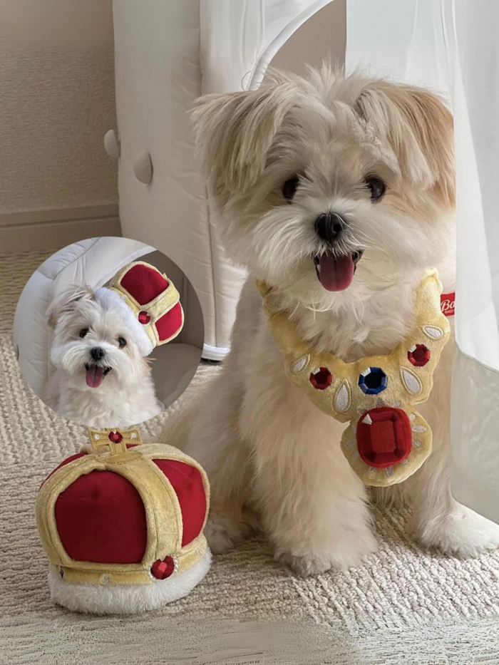 Majestic King Crown and Necklace Pet Halloween Costume Mia Belle Girls