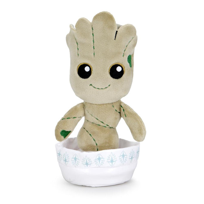 Marvel Baby Groot plush from Guardians of the Galaxy, 8-inch potted Phunny plush toy with soft fabric and detailed Groot design.