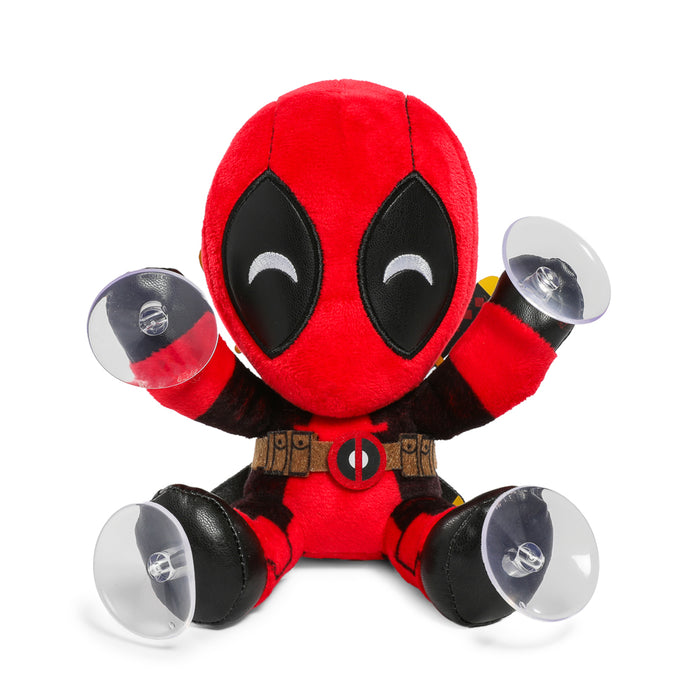 Marvel Deadpool plush window clinger featuring Deadpool and Wolverine design, perfect for decorating windows or surfaces.