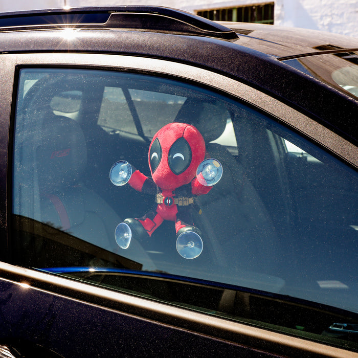 Marvel Deadpool plush window clinger featuring Deadpool and Wolverine characters in a 6-inch soft plush design.