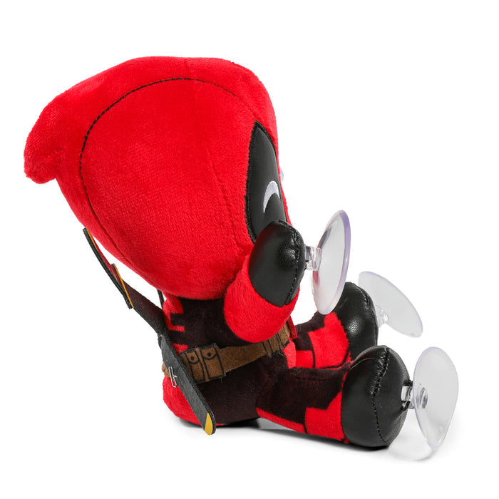 Marvel Deadpool plush window clinger featuring Deadpool and Wolverine, 6-inch soft character toy for decor or display.