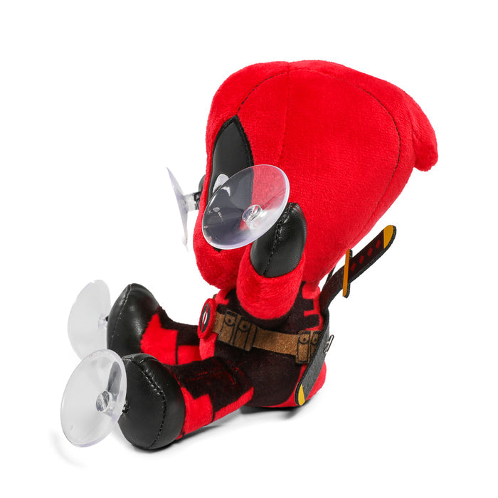 Marvel Deadpool plush window clinger featuring Deadpool and Wolverine, 6-inch soft plush collectible for fans.