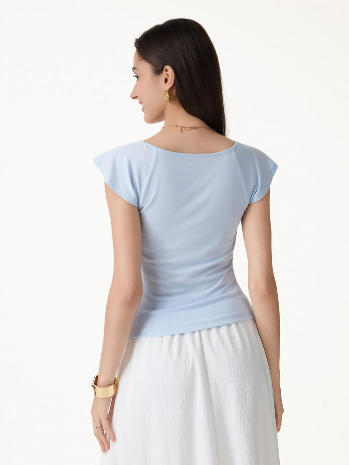 OGLmove Diamond Neck Flutter Sleeve Bra Top