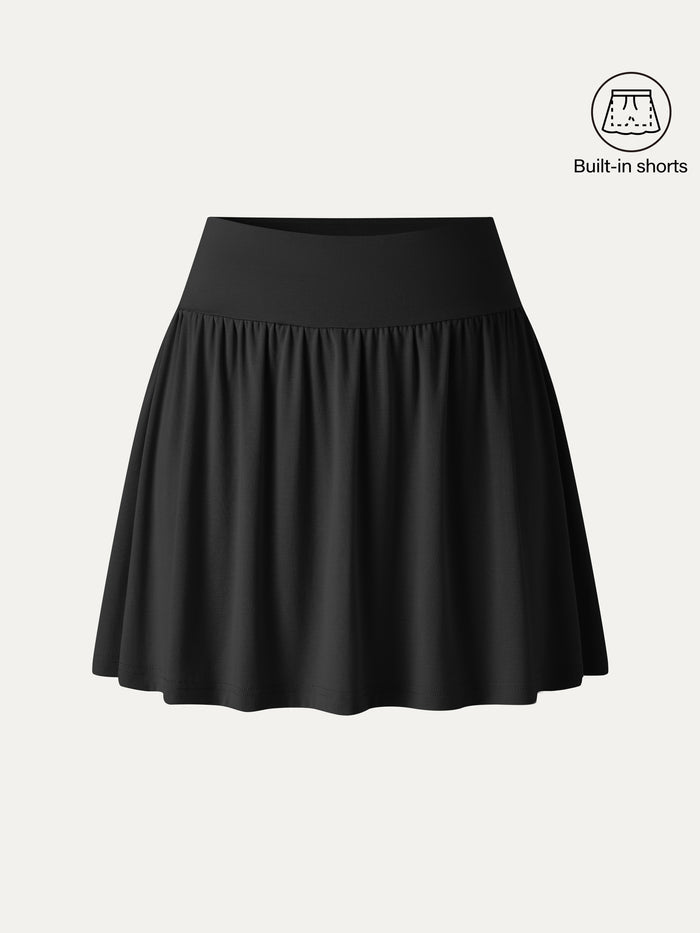 OGLmove Matte Smooth Gathered A-Line Skort Black XS