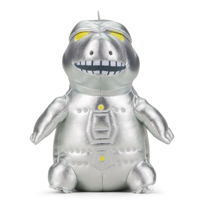 MechaGodzilla Phunny Plush by Kidrobot, soft and detailed Godzilla-themed stuffed toy with robotic features.