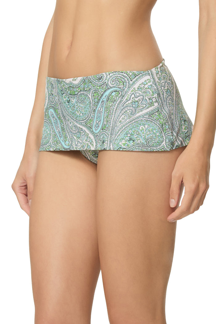 Melaga Skort Bikini Bottom - Aqua Paisley