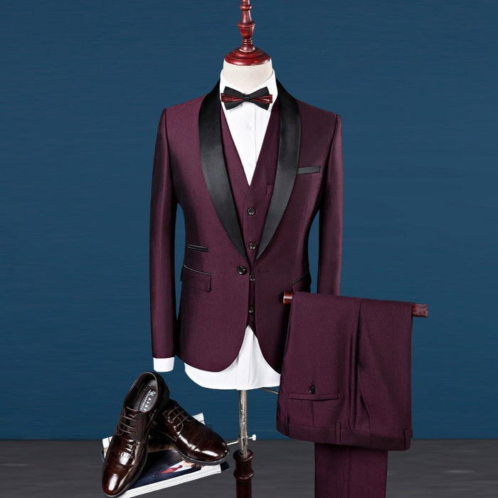 Men 3 Piece Wedding Groomsmen Suits - Rosymae