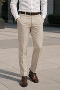 Beige Formal Pant for Men-Front